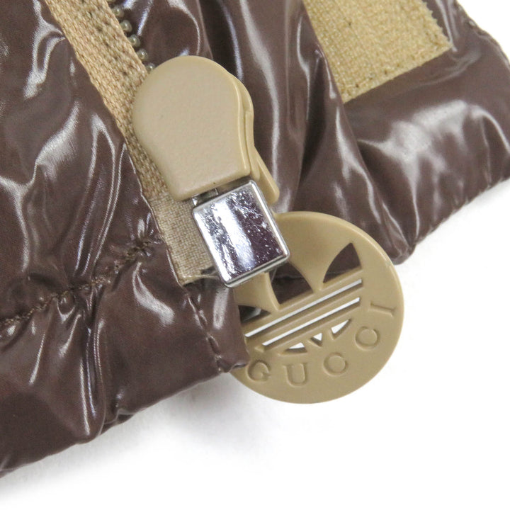 極美品□GUCCI グッチ adidas アディダス 713715 シェリーライン スリーストライプス ダウンベスト ブラウン 44 イタリア製 正規品