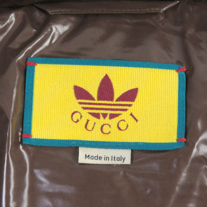 極美品□GUCCI グッチ adidas アディダス 713715 シェリーライン スリーストライプス ダウンベスト ブラウン 44 イタリア製 正規品