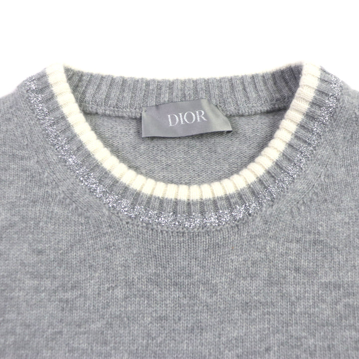 極美品▼DIOR ディオール オム 23SS 313M660AT516 DIOR BY ERL ウール カシミヤ ラメ入り ニットセーター グレー XXL 伊製 正規品 メンズ
