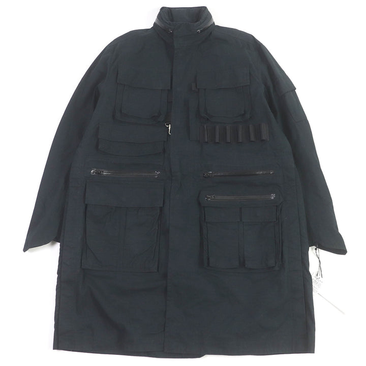 美品□Sacai サカイ 23-03186M Olmetex Rip Stop Blouson リップストップ WZIP ロング丈 ミリタリーコート ブラック 1 正規品 メンズ