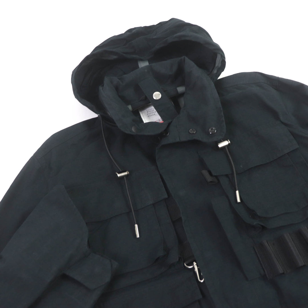 美品□Sacai サカイ 23-03186M Olmetex Rip Stop Blouson リップストップ WZIP ロング丈 ミリタリーコート ブラック 1 正規品 メンズ