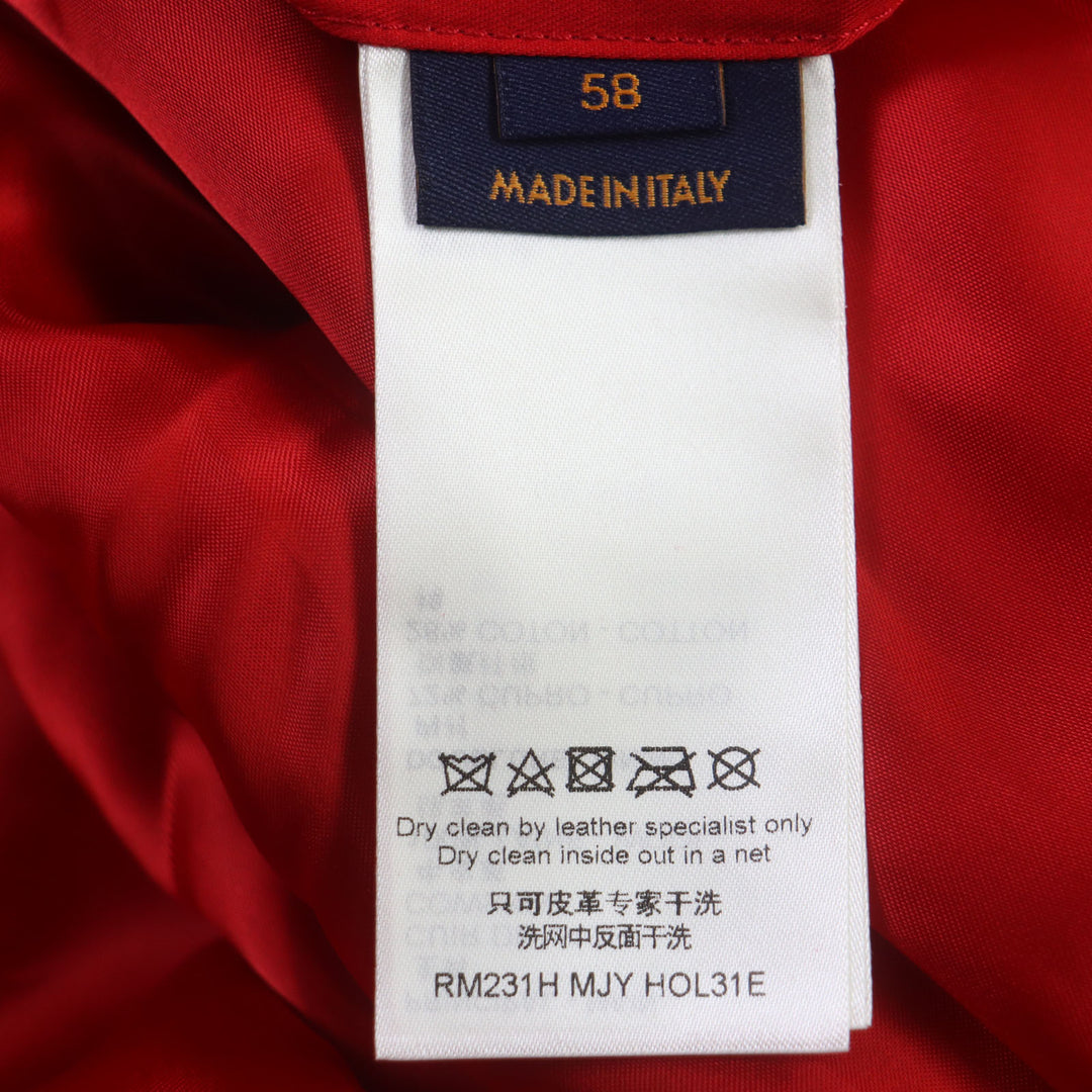 未使用▼LOUIS VUITTON ルイヴィトン 草間彌生 23SS HOL31E 牛革 ウール エンブロイダードバーシティジャケット 袖モノグラム 58 正規品