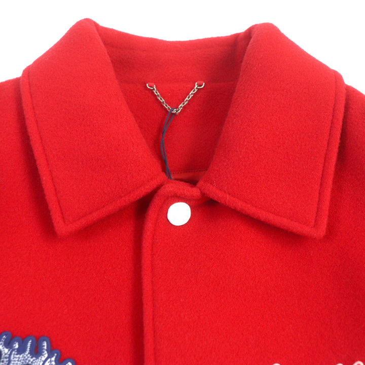 未使用▼LOUIS VUITTON ルイヴィトン 草間彌生 23SS HOL31E 牛革 ウール エンブロイダードバーシティジャケット 袖モノグラム 58 正規品