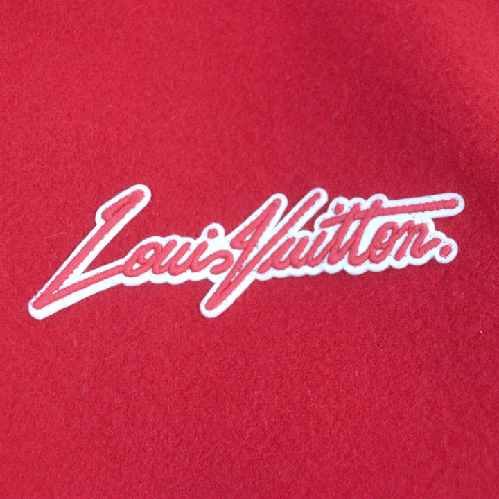 未使用▼LOUIS VUITTON ルイヴィトン 草間彌生 23SS HOL31E 牛革 ウール エンブロイダードバーシティジャケット 袖モノグラム 58 正規品