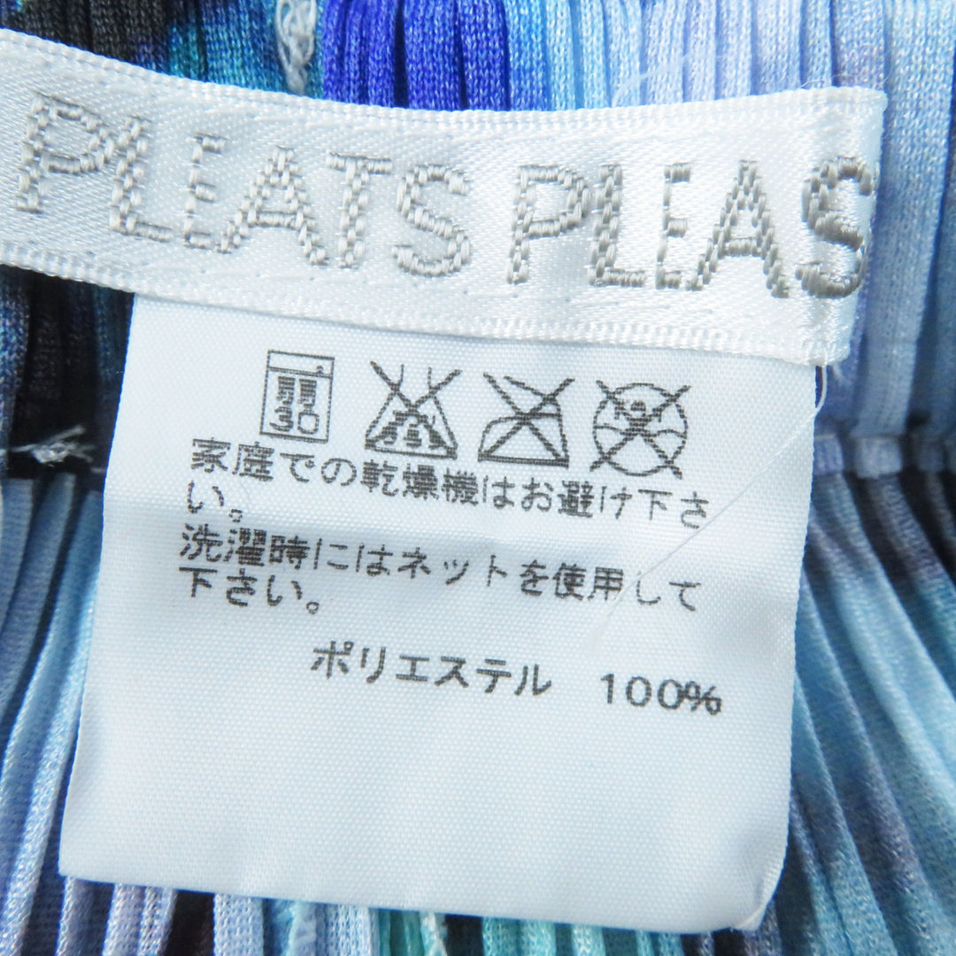 極美品◎PLEATS PLEASE プリーツプリーズ イッセイミヤケ PP41-J0666 PP41-JF662 水彩柄 セットアップ ホワイト マルチ 4・2 レディース