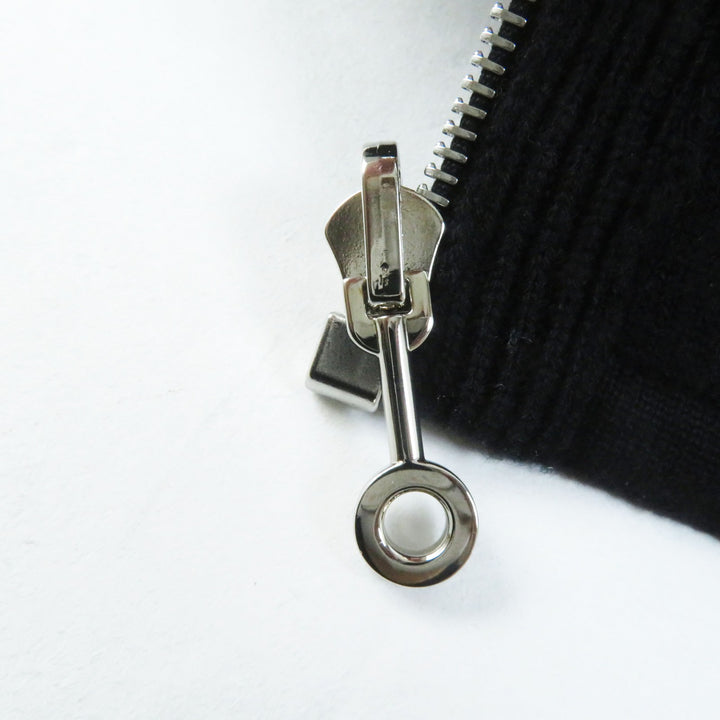 未使用品◎HERMES エルメス 23AW 3H2204D2 カシミヤ混 バイアスH／無地 リバーシブル ニットブルゾン ブラック グレー／ブラック 34 伊製
