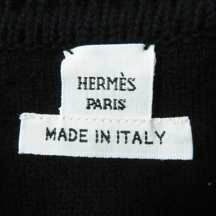 未使用品◎HERMES エルメス 23AW 3H2204D2 カシミヤ混 バイアスH／無地 リバーシブル ニットブルゾン ブラック グレー／ブラック 34 伊製