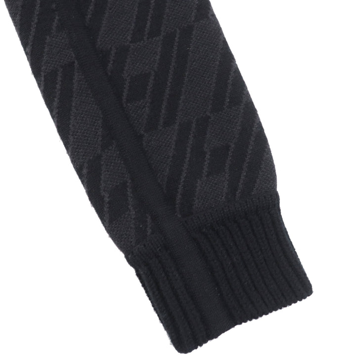 未使用品◎HERMES エルメス 23AW 3H2204D2 カシミヤ混 バイアスH／無地 リバーシブル ニットブルゾン ブラック グレー／ブラック 34 伊製