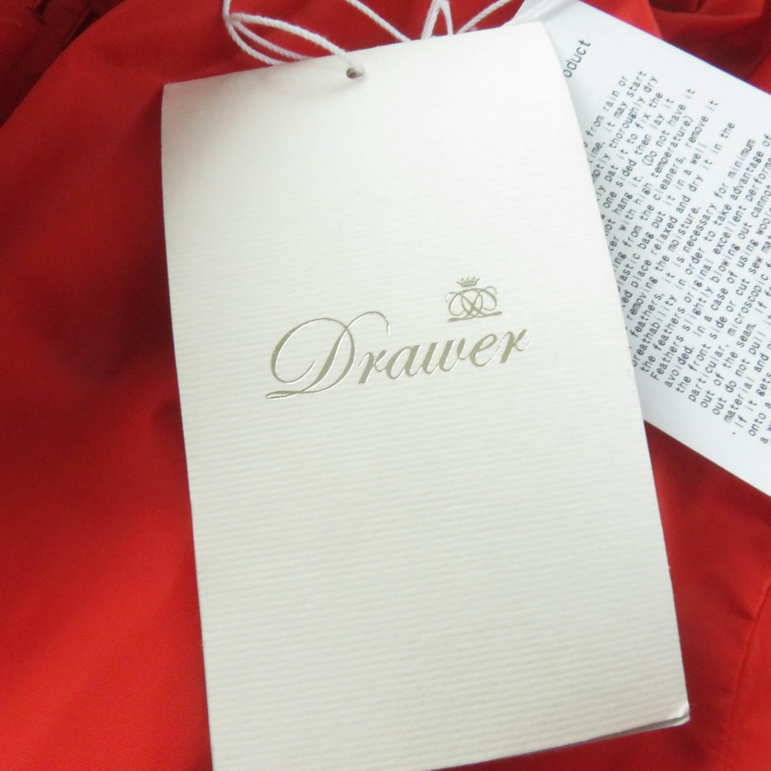 未使用品☆DRAWER ドゥロワー 21AW 6525-299-0788 レザーロゴパッチ付 ダウンコート ピンク F 日本製 正規品 レディース 定価220000円