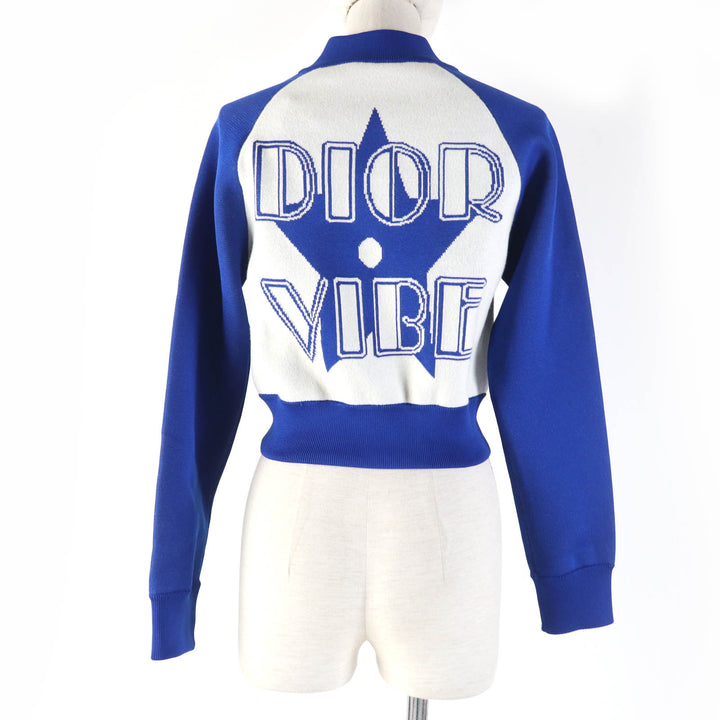 未使用品☆Christian Dior クリスチャンディオール 224V50AM110 VIBE カシミヤ混 クロップド丈 ニットジャケット 38 正規品 定価410000円