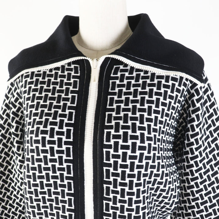極美品◎HERMES エルメス 22AW 2H2200DD カルトゥッシュ モザイクモチーフ H柄 ニットブルゾン 34 正規品 レディース 定価324500円