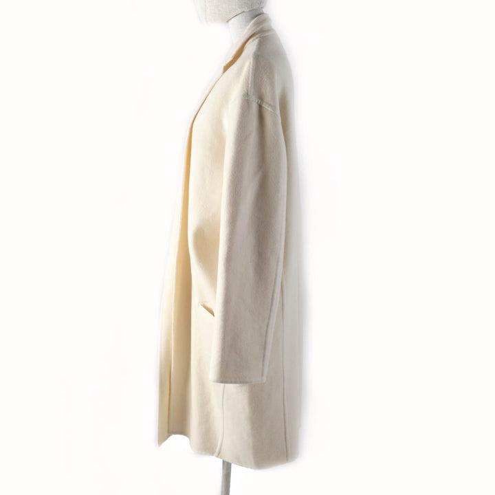 美品★CELINE セリーヌ 2 8H13/6700 カシミヤ100％ エッグクロンビー コート アイボリー 40 ハンガー・ガーメント付き 正規品 レディース