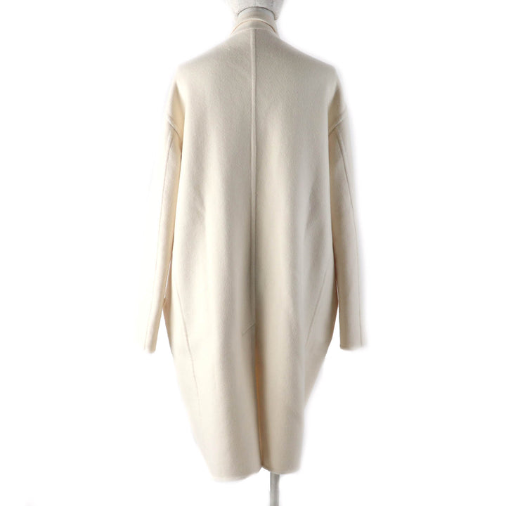 美品★CELINE セリーヌ 2 8H13/6700 カシミヤ100％ エッグクロンビー コート アイボリー 40 ハンガー・ガーメント付き 正規品 レディース