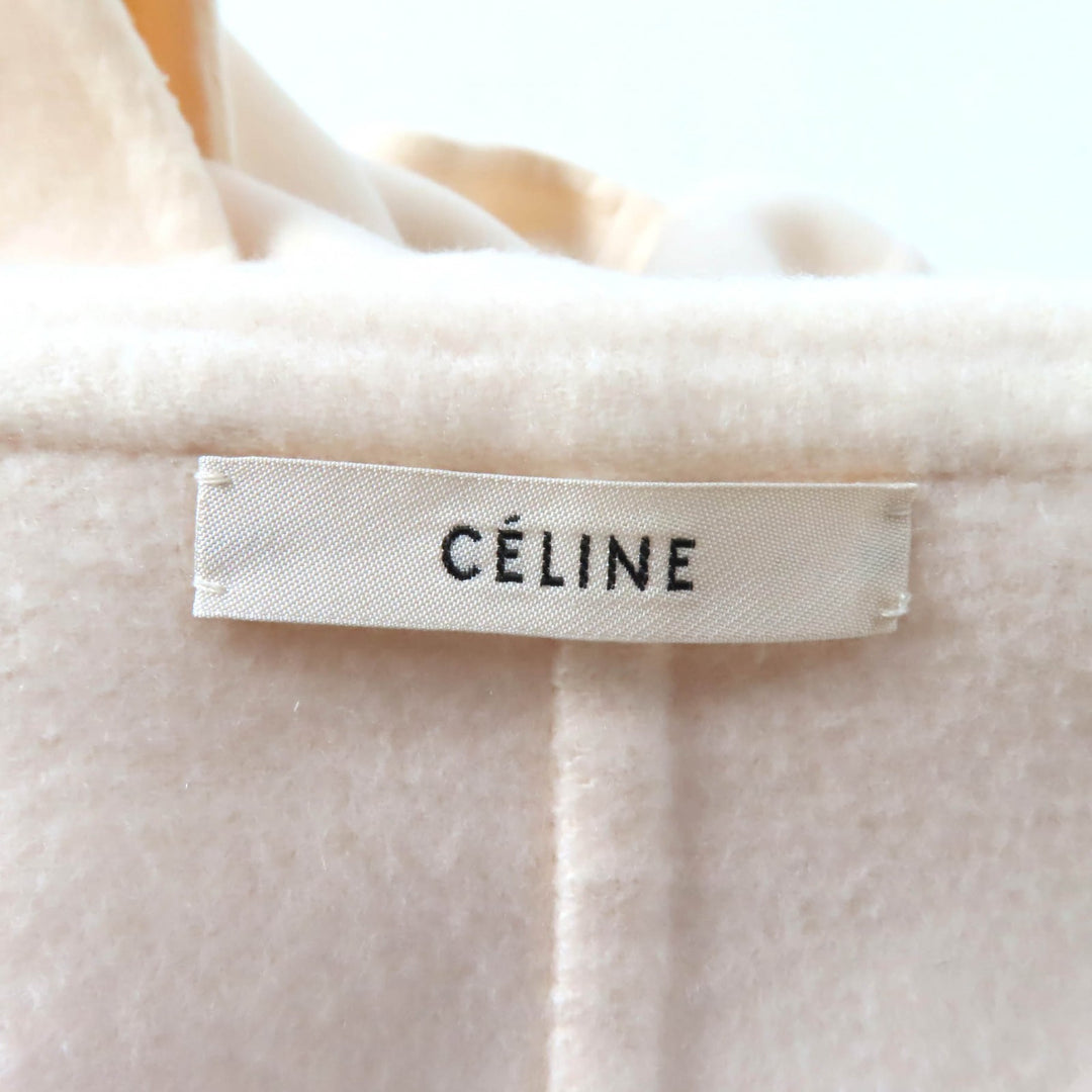 美品★CELINE セリーヌ 2 8H13/6700 カシミヤ100％ エッグクロンビー コート アイボリー 40 ハンガー・ガーメント付き 正規品 レディース