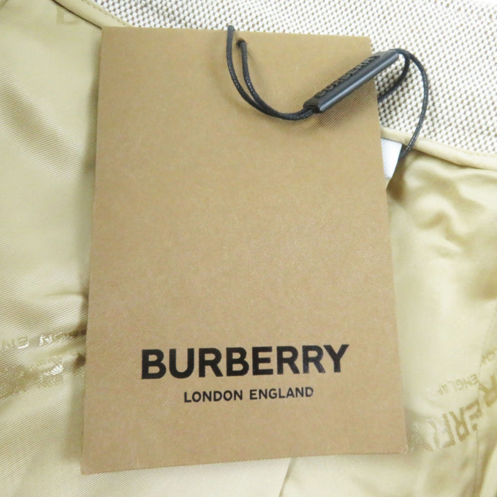 未使用品◎BURBERRY バーバリー ロゴゴールドリベット付き カーフレザーサイドライン メランジコットンキャンバス ボックススカート 36