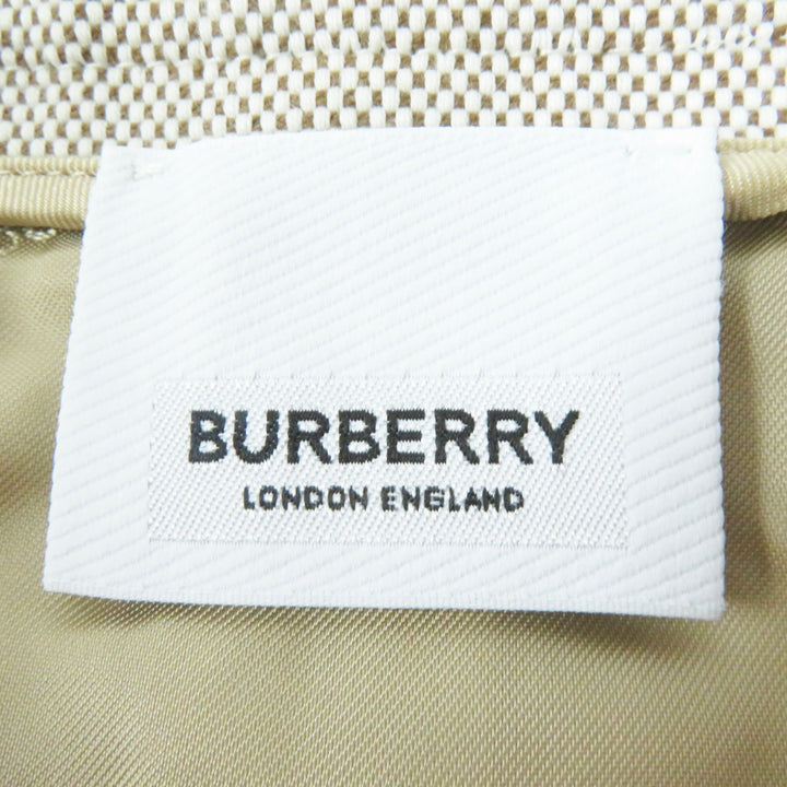 未使用品◎BURBERRY バーバリー ロゴゴールドリベット付き カーフレザーサイドライン メランジコットンキャンバス ボックススカート 36