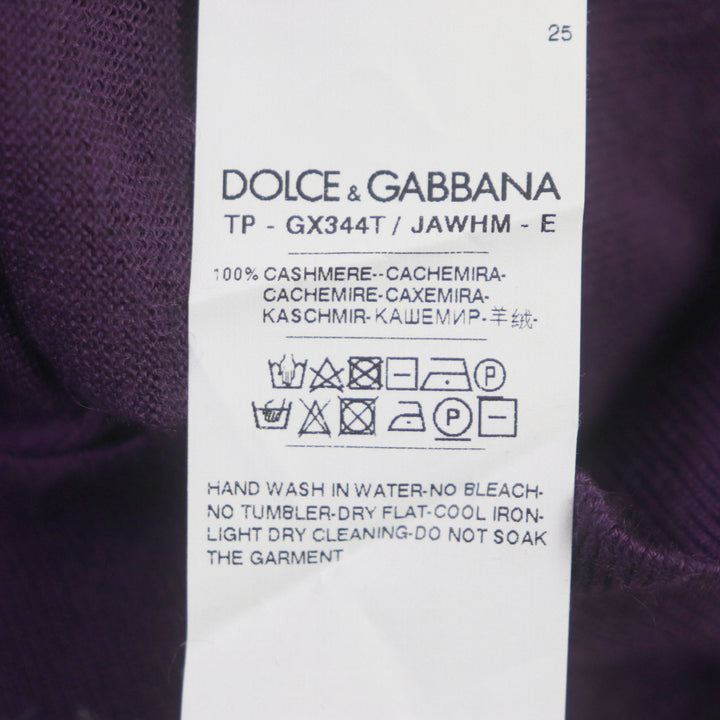 極美品▼DOLCE&amp;GABBANA ドルチェ＆ガッバーナ カシミヤ100% 黒タグ ロゴ入りボタン ニット 長袖ポロシャツ パープル 48 正規品 メンズ