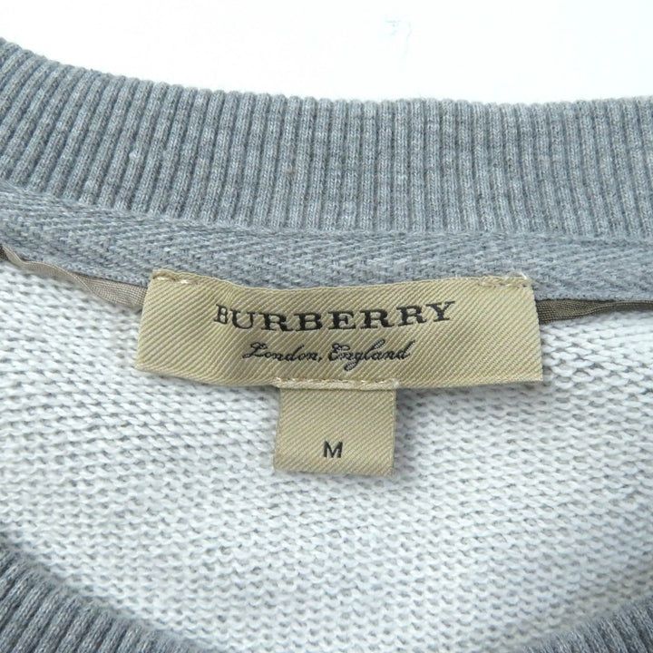 極美品★BURBERRY バーバリー 4057511 コットン100％ ロゴ刺繍入り クルーネック 長袖 チュニック スウェットワンピース グレー M 正規品