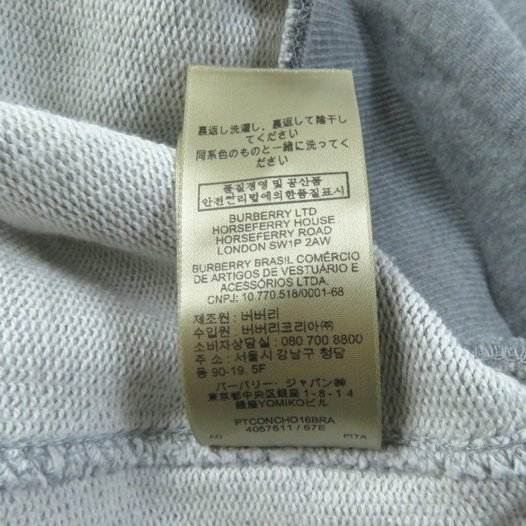 極美品★BURBERRY バーバリー 4057511 コットン100％ ロゴ刺繍入り クルーネック 長袖 チュニック スウェットワンピース グレー M 正規品