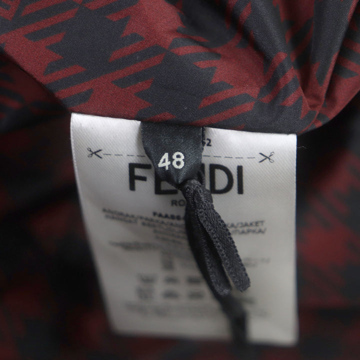 未使用品▼FENDI フェンディ 2022年製 FAA864 千鳥格子 FFロゴ フード付き リバーシブル WZIP コート レッド ブラック 48 正規品 メンズ