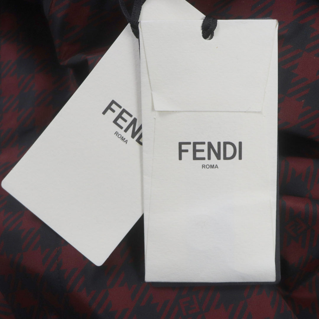 未使用品▼FENDI フェンディ 2022年製 FAA864 千鳥格子 FFロゴ フード付き リバーシブル WZIP コート レッド ブラック 48 正規品 メンズ