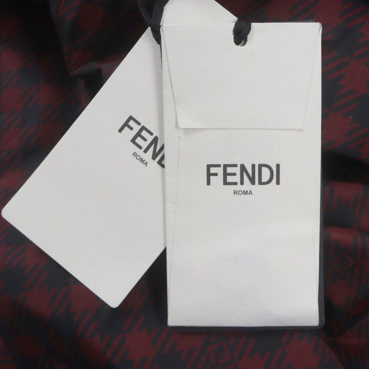 未使用品▼FENDI フェンディ 2022年製 FAA864 千鳥格子 FFロゴ フード付き リバーシブル WZIP コート レッド ブラック 48 正規品 メンズ