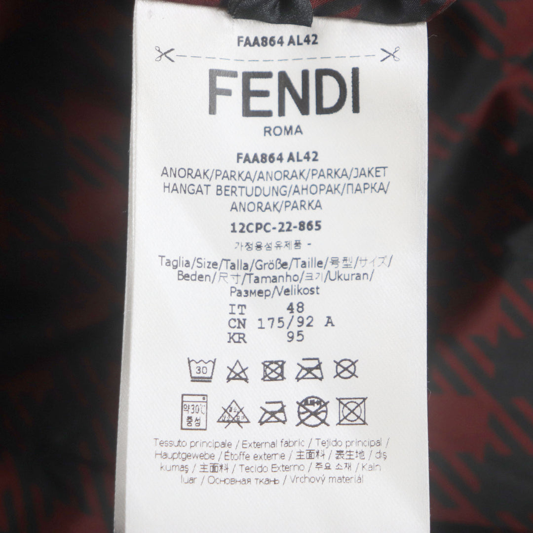 未使用品▼FENDI フェンディ 2022年製 FAA864 千鳥格子 FFロゴ フード付き リバーシブル WZIP コート レッド ブラック 48 正規品 メンズ