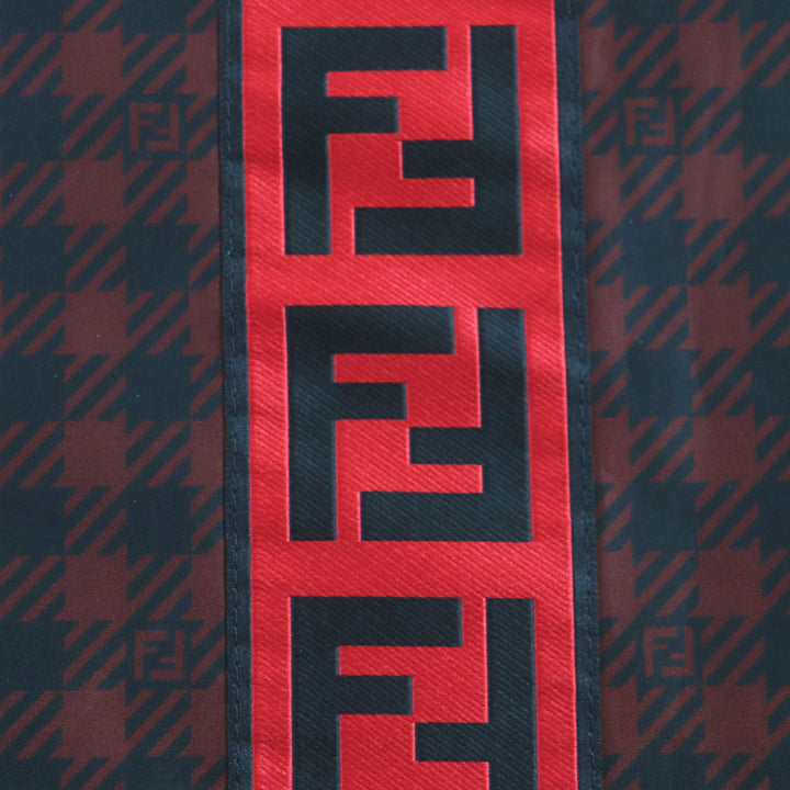 未使用品▼FENDI フェンディ 2022年製 FAA864 千鳥格子 FFロゴ フード付き リバーシブル WZIP コート レッド ブラック 48 正規品 メンズ