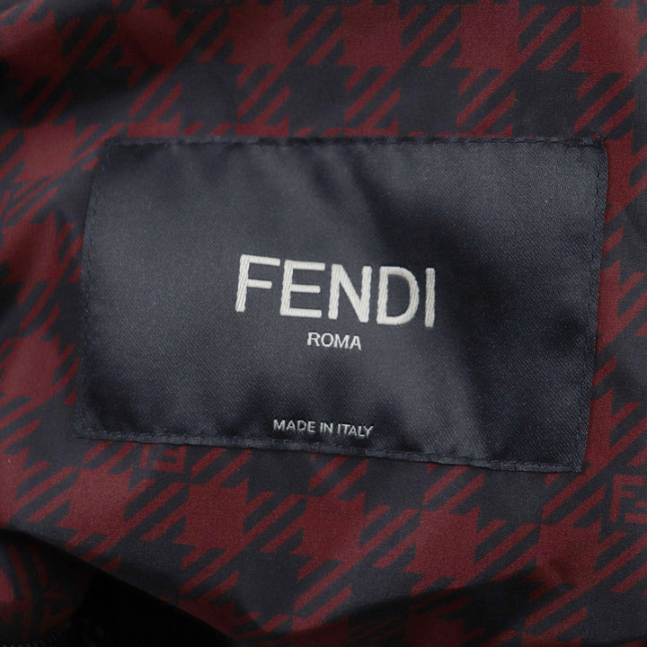 未使用品▼FENDI フェンディ 2022年製 FAA864 千鳥格子 FFロゴ フード付き リバーシブル WZIP コート レッド ブラック 48 正規品 メンズ