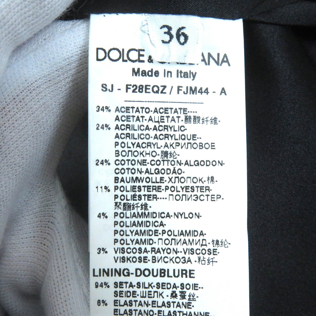 未使用品△DOLCE&amp;GABBANA ドルチェ＆ガッバーナ 黒タグ フラワージャガード ビーズ装飾 ノーカラージャケット 36 正規品 定価389000円