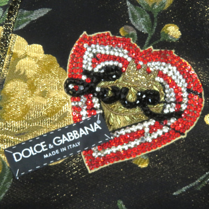 未使用品△DOLCE&amp;GABBANA ドルチェ＆ガッバーナ 黒タグ フラワージャガード ビーズ装飾 ノーカラージャケット 36 正規品 定価389000円