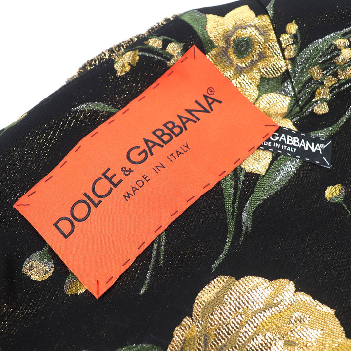 未使用品△DOLCE&amp;GABBANA ドルチェ＆ガッバーナ 黒タグ フラワージャガード ビーズ装飾 ノーカラージャケット 36 正規品 定価389000円