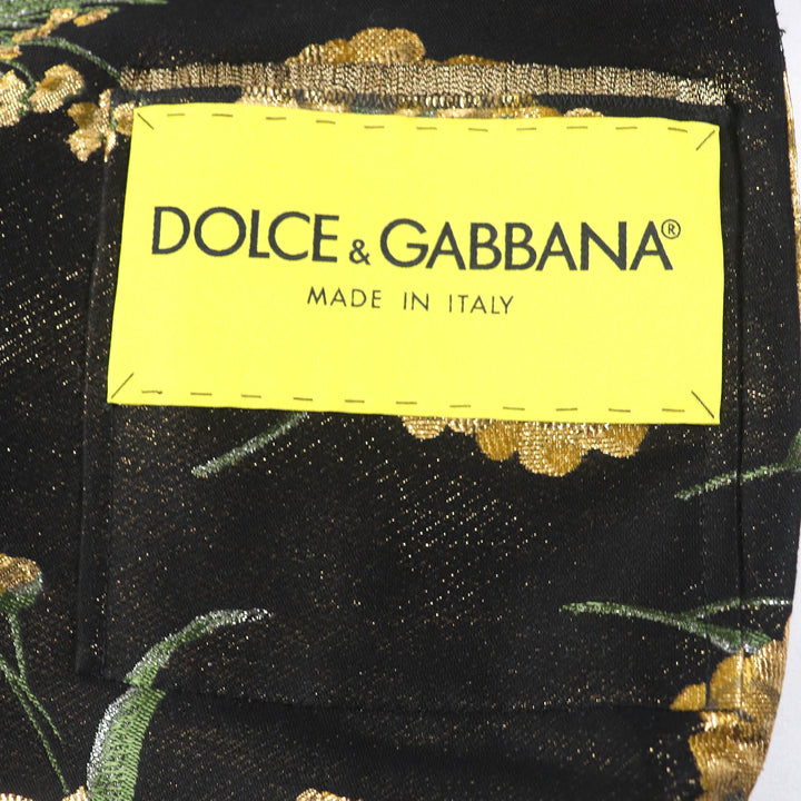 未使用品△DOLCE&amp;GABBANA ドルチェ＆ガッバーナ 黒タグ フラワージャガード ビーズ装飾 ノーカラージャケット 36 正規品 定価389000円