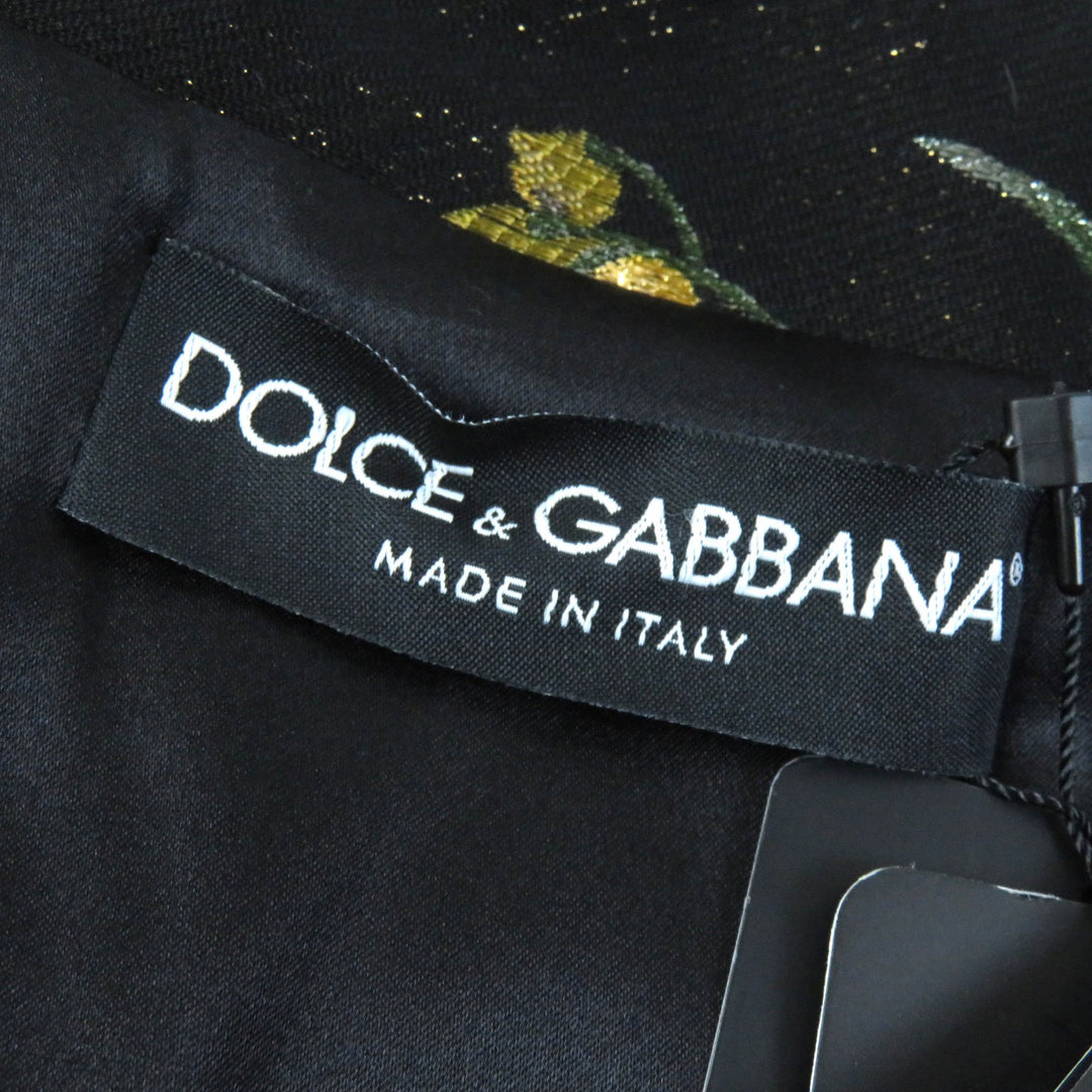 未使用品△DOLCE&amp;GABBANA ドルチェ＆ガッバーナ 黒タグ フラワージャガード ビーズ装飾 ノーカラージャケット 36 正規品 定価389000円