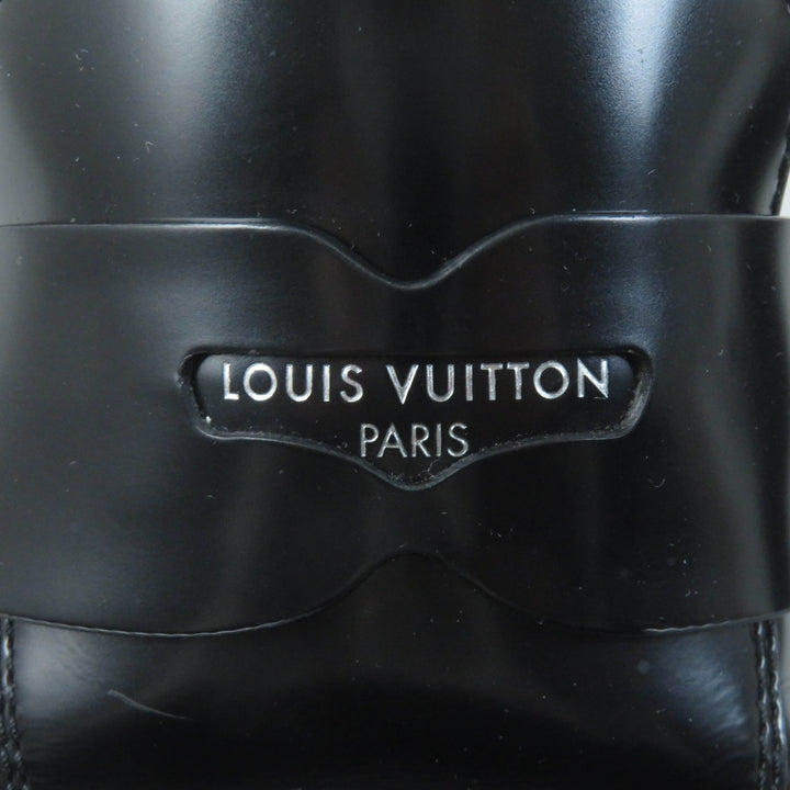 良品★LOUIS VUITTON ルイヴィトン コネリー・ライン 2022年製 ロゴ入り スクエアトゥ レザー コインローファー ブラック 35.5 伊製