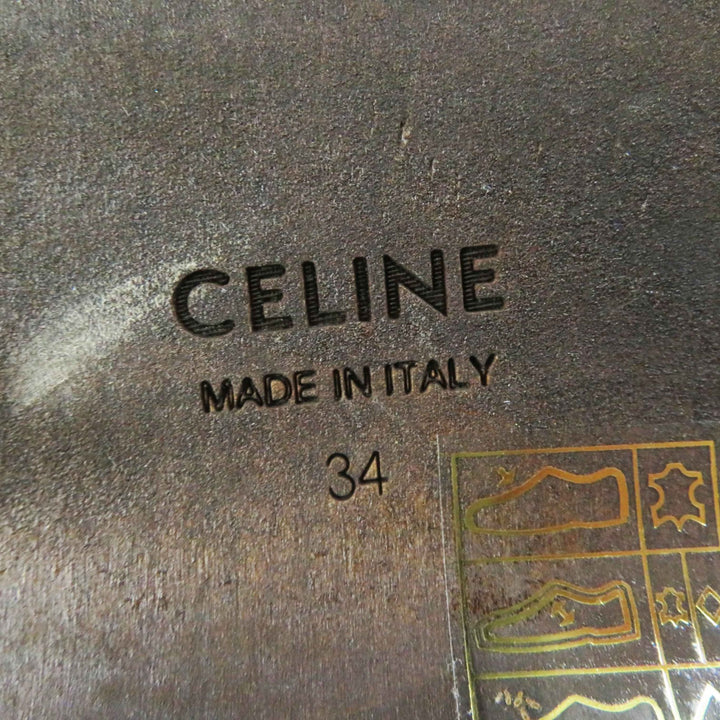 美品◎CELINE セリーヌ トリオンフ レザー ウッド サボ ミュール ブラウン ゴールド金具 34 箱付き イタリア製 レディース