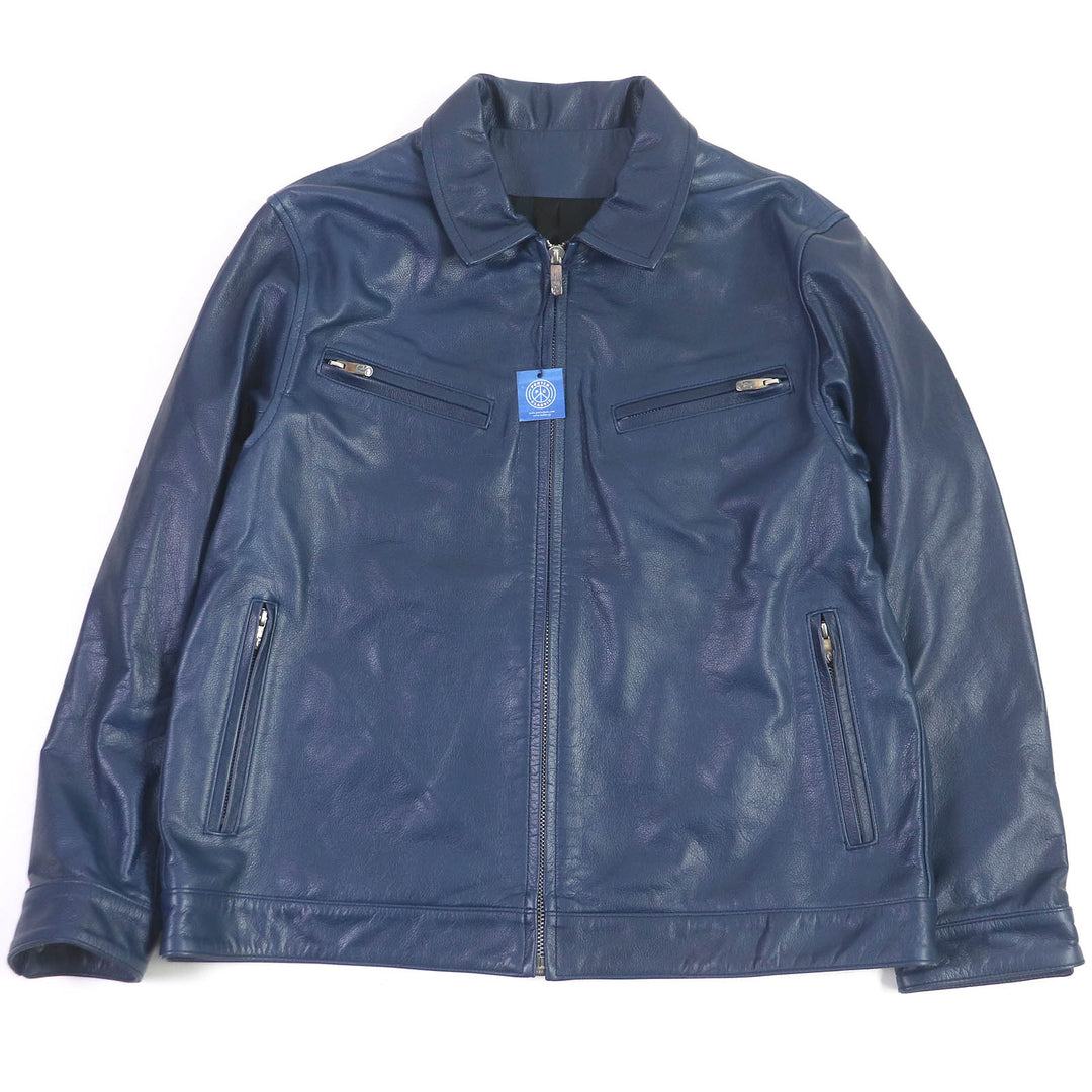極美品□ポータークラシック PC SINGLE RIDERS JACKET W/LOVE&amp;PIECE SILVER 裏シルク100％ レザー ライダースジャケット L 日本製 正規品