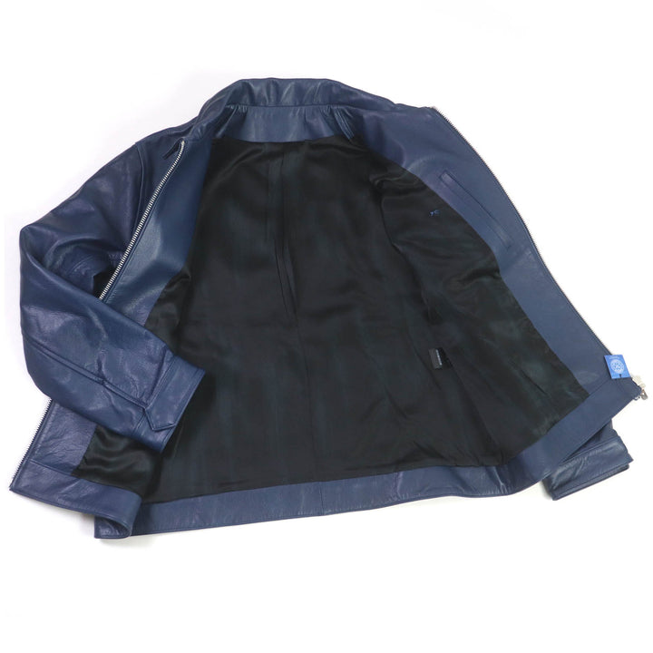 極美品□ポータークラシック PC SINGLE RIDERS JACKET W/LOVE&amp;PIECE SILVER 裏シルク100％ レザー ライダースジャケット L 日本製 正規品