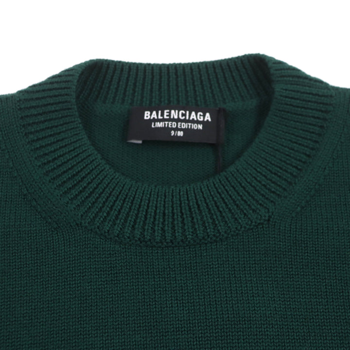 極美品▼BALENCIAGA バレンシアガ 22SS 682005 LIMITED EDITION 9/80 PARISロゴ刺繍 クルーネック ニット ウール100% セーター S 正規品