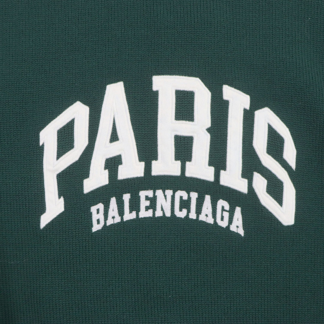 極美品▼BALENCIAGA バレンシアガ 22SS 682005 LIMITED EDITION 9/80 PARISロゴ刺繍 クルーネック ニット ウール100% セーター S 正規品