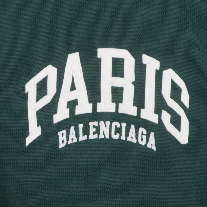 極美品▼BALENCIAGA バレンシアガ 22SS 682005 LIMITED EDITION 9/80 PARISロゴ刺繍 クルーネック ニット ウール100% セーター S 正規品