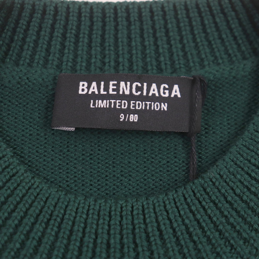 極美品▼BALENCIAGA バレンシアガ 22SS 682005 LIMITED EDITION 9/80 PARISロゴ刺繍 クルーネック ニット ウール100% セーター S 正規品