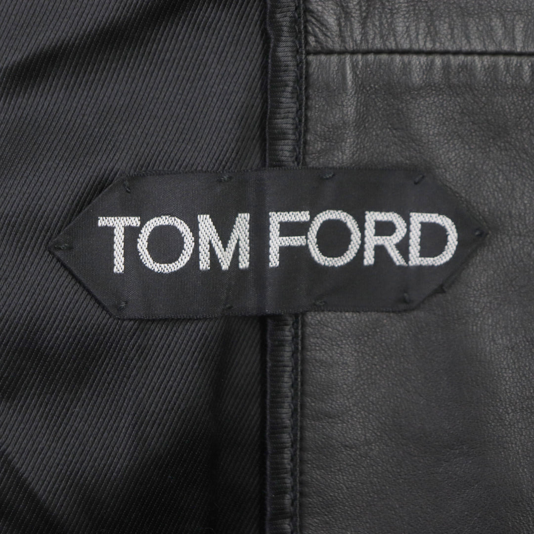極美品▼TOM FORD トムフォード TFL540 羊革 ラムスキン レザー ZIP ボンバージャケット ブラック 48 ガーメント付き イタリア製 メンズ