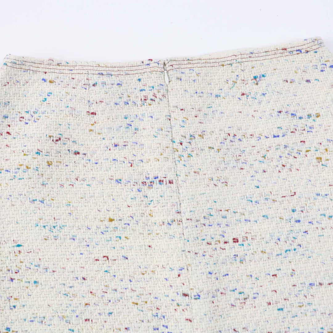 極美品◎CHANEL シャネル ヴィンテージ 03C P20369 希少 ココマークプレート付 ツイード 台形スカート ベージュ マルチ 大きめサイズ 46