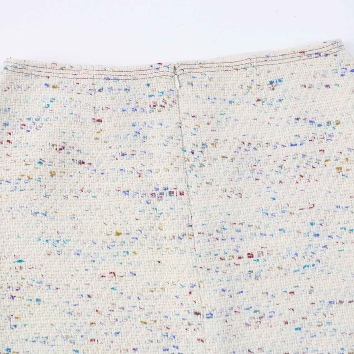 極美品◎CHANEL シャネル ヴィンテージ 03C P20369 希少 ココマークプレート付 ツイード 台形スカート ベージュ マルチ 大きめサイズ 46