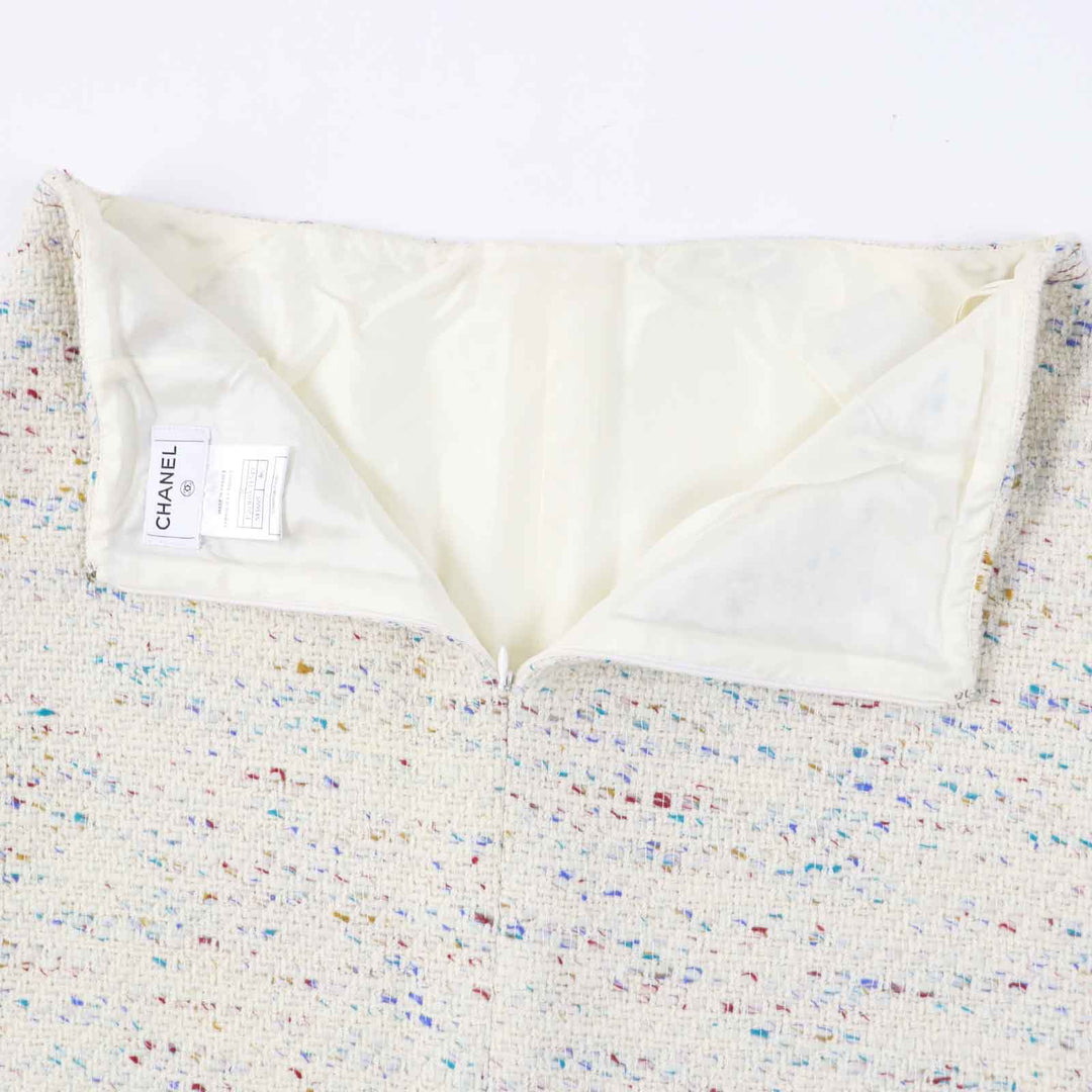 極美品◎CHANEL シャネル ヴィンテージ 03C P20369 希少 ココマークプレート付 ツイード 台形スカート ベージュ マルチ 大きめサイズ 46
