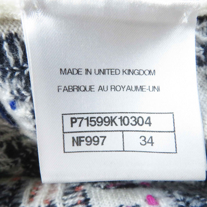 極美品◎CHANEL シャネル P71599 ロゴ総柄 カシミヤ100％ ストーン付きココマーク 長袖 ニットプルオーバー マルチ 34 UK製 レディース