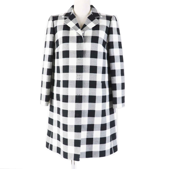 極美品◎DOLCE&amp;GABBANA ドルチェ＆ガッバーナ コットン 裏シルク ブロックチェック柄 コート ブラック ホワイト 38 伊製 正規品 レディース