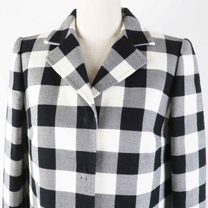 極美品◎DOLCE&amp;GABBANA ドルチェ＆ガッバーナ コットン 裏シルク ブロックチェック柄 コート ブラック ホワイト 38 伊製 正規品 レディース