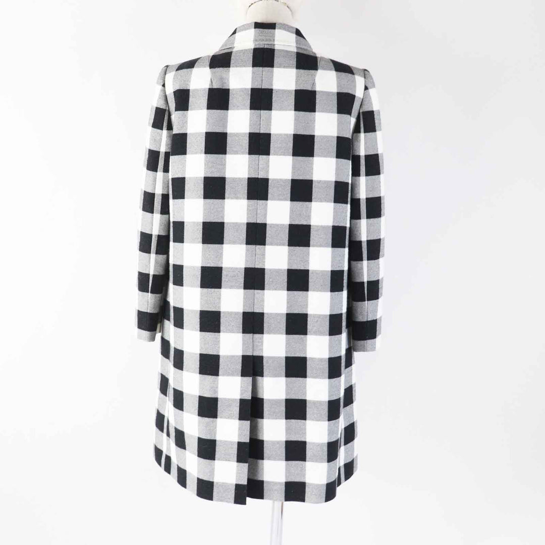 極美品◎DOLCE&amp;GABBANA ドルチェ＆ガッバーナ コットン 裏シルク ブロックチェック柄 コート ブラック ホワイト 38 伊製 正規品 レディース